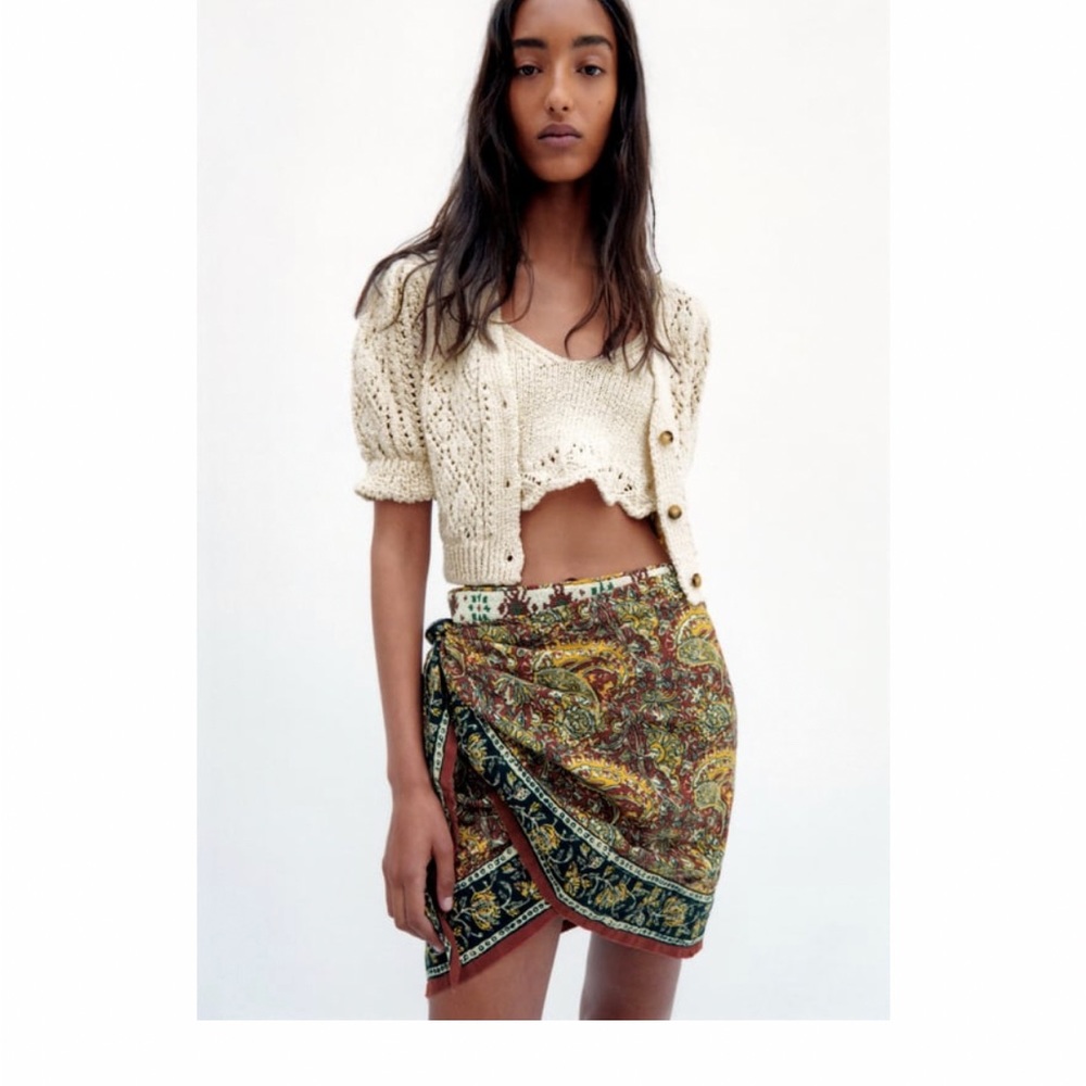 Zara pointelle knit jacket cardigan short sleeve